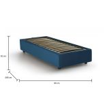 Letto singolo contenitore blu 95x205cm rivestito in tessuto - Adoxa