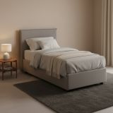 Letto singolo contenitore grigio 105x205cm materasso incluso - Arminius