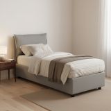 Letto singolo contenitore grigio 105x205cm rete in legno - Aigor