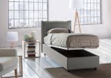 Letto singolo contenitore grigio 105x205cm rete in legno - Aigor