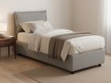 Letto singolo contenitore grigio 105x205cm rete in legno - Aigor