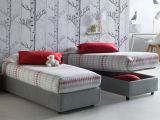 Letto singolo contenitore grigio 105x205cm rete inclusa - Acrostico