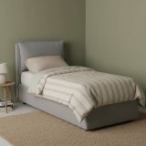 Letto singolo contenitore grigio 105x215cm con testiera imbottita - Abroghat
