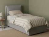 Letto singolo contenitore grigio 105x215cm con testiera imbottita - Abroghat