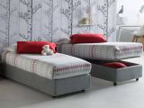 Letto singolo contenitore grigio 105x215cm materasso incluso - Aribal