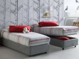 Letto singolo contenitore grigio 105x215cm rete inclusa - Acetico