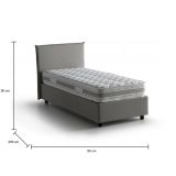 Letto singolo contenitore grigio 95x205cm adatto per materasso 190x80 cm - Astor