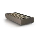 Letto singolo contenitore tortora 105x205cm rivestimento in ecopelle - Angelina