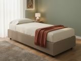 Letto singolo contenitore tortora 105x205cm rivestimento in ecopelle - Angelina
