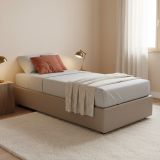 Letto singolo contenitore tortora 105x215cm materasso incluso - Richilde