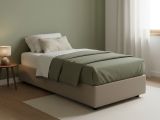 Letto singolo contenitore tortora 105x215cm rete inclusa - Acetico