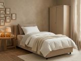 Letto singolo contenitore tortora 95x205cm adatto per materasso 80x190 cm - Ildegarda