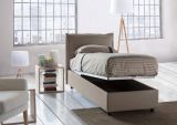 Letto singolo contenitore tortora 95x205cm con testiera imbottita - Alto