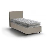 Letto singolo contenitore tortora 95x205cm rivestito in ecopelle - Adrama