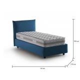 Letto singolo Cosetta, Letto contenitore con rivestimento in tessuto, 100% Made in Italy, Apertura laterale, con materasso Cm 80x190 incluso, Blu