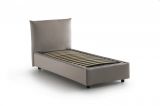 Letto singolo Cosetta, Letto contenitore con rivestimento in tessuto, 100% Made in Italy, Apertura laterale, con materasso Cm 80x190 incluso, Tortora
