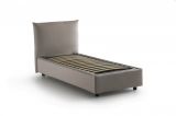Letto singolo Daisy, Letto contenitore con rivestimento in tessuto, 100% Made in Italy, Apertura frontale, con materasso Cm 80x190 incluso, Tortora