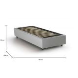 Letto singolo Diletta, Letto contenitore con rivestimento in ecopelle, 100% Made in Italy, Apertura laterale, adatto per materasso Cm 80x190, Bianco