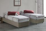 Letto singolo Diletta, Letto contenitore con rivestimento in ecopelle, 100% Made in Italy, Apertura laterale, adatto per materasso Cm 80x190, Tortora