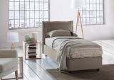 Letto singolo Evelyn, Letto contenitore con rivestimento in tessuto, 100% Made in Italy, Apertura frontale, con materasso Cm 90x200 incluso, Tortora