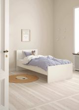 Letto singolo Fanny, Sommier per camera da letto, Giroletto per stanza, Struttura porta materasso, 197x96 h80 cm, Bianco