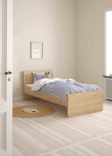 Letto singolo Fanny, Sommier per camera da letto, Giroletto per stanza, Struttura porta materasso, 197x96 h80 cm, Rovere