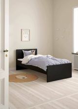 Letto singolo Fanny, Sommier per camera da letto, Giroletto per stanza, Struttura porta materasso, 96x197 h80 cm, Nero