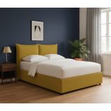 Letto Singolo Giallo Ocra Sfoderabile Contenitore, Dimensione Materasso 90x190 cm - Rosora