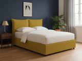 Letto Singolo Giallo Ocra Sfoderabile Contenitore, Dimensione Materasso 90x190 cm - Rosora