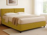 Letto Singolo Giallo Ocra Sfoderabile Contenitore, Dimensione Materasso 90x190 cm - Stazzano