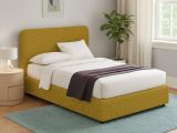 Letto Singolo Giallo Ocra Sfoderabile Contenitore, Dimensione Materasso 90x190 cm - Supino