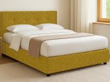 Letto Singolo Giallo Ocra Sfoderabile Contenitore, Dimensione Materasso 90x200 cm - Cerzeto