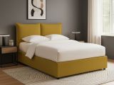 Letto Singolo Giallo Ocra Sfoderabile Contenitore, Dimensione Materasso 90x200 cm - Lapedona