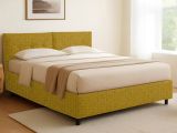 Letto Singolo Giallo Ocra Sfoderabile Contenitore, Dimensione Materasso 90x200 cm - Nocara