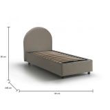 Letto singolo Ginevra, Letto contenitore con rivestimento in ecopelle, 100% Made in Italy, Apertura frontale, adatto per materasso Cm 80x190, Tortora
