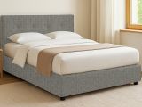 Letto Singolo Grigio Cenere Sfoderabile Contenitore, Dimensione Materasso 90x190 cm - Fiumalbo