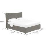 Letto Singolo Grigio Cenere Sfoderabile Contenitore, Dimensione Materasso 90x190 cm - Quisquina