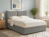 Letto Singolo Grigio Cenere Sfoderabile Contenitore, Dimensione Materasso 90x190 cm - Rosora