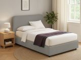 Letto Singolo Grigio Cenere Sfoderabile Contenitore, Dimensione Materasso 90x190 cm - Supino