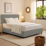 Letto Singolo Grigio Cenere Sfoderabile Contenitore, Dimensione Materasso 90x200 cm - Iudica