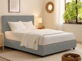 Letto Singolo Grigio Cenere Sfoderabile Contenitore, Dimensione Materasso 90x200 cm - Iudica