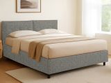 Letto Singolo Grigio Cenere Sfoderabile Contenitore, Dimensione Materasso 90x200 cm - Nocara