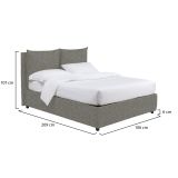 Letto Singolo Grigio Cenere Sfoderabile Contenitore, Dimensione Materasso 90x200 cm - Oncino