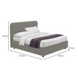Letto Singolo Grigio Cenere Sfoderabile Contenitore, Dimensione Materasso 90x200 cm - Serrone