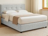 Letto Singolo Grigio Chiaro Sfoderabile Contenitore, Dimensione Materasso 90x190 cm - Fiumalbo