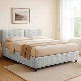 Letto Singolo Grigio Chiaro Sfoderabile Contenitore, Dimensione Materasso 90x190 cm - Stazzano
