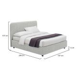 Letto Singolo Grigio Chiaro Sfoderabile Contenitore, Dimensione Materasso 90x190 cm - Supino
