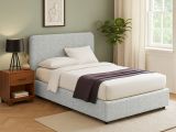 Letto Singolo Grigio Chiaro Sfoderabile Contenitore, Dimensione Materasso 90x190 cm - Supino
