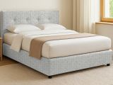 Letto Singolo Grigio Chiaro Sfoderabile Contenitore, Dimensione Materasso 90x200 cm - Cerzeto