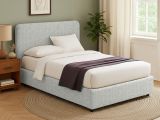 Letto Singolo Grigio Chiaro Sfoderabile Contenitore, Dimensione Materasso 90x200 cm - Serrone